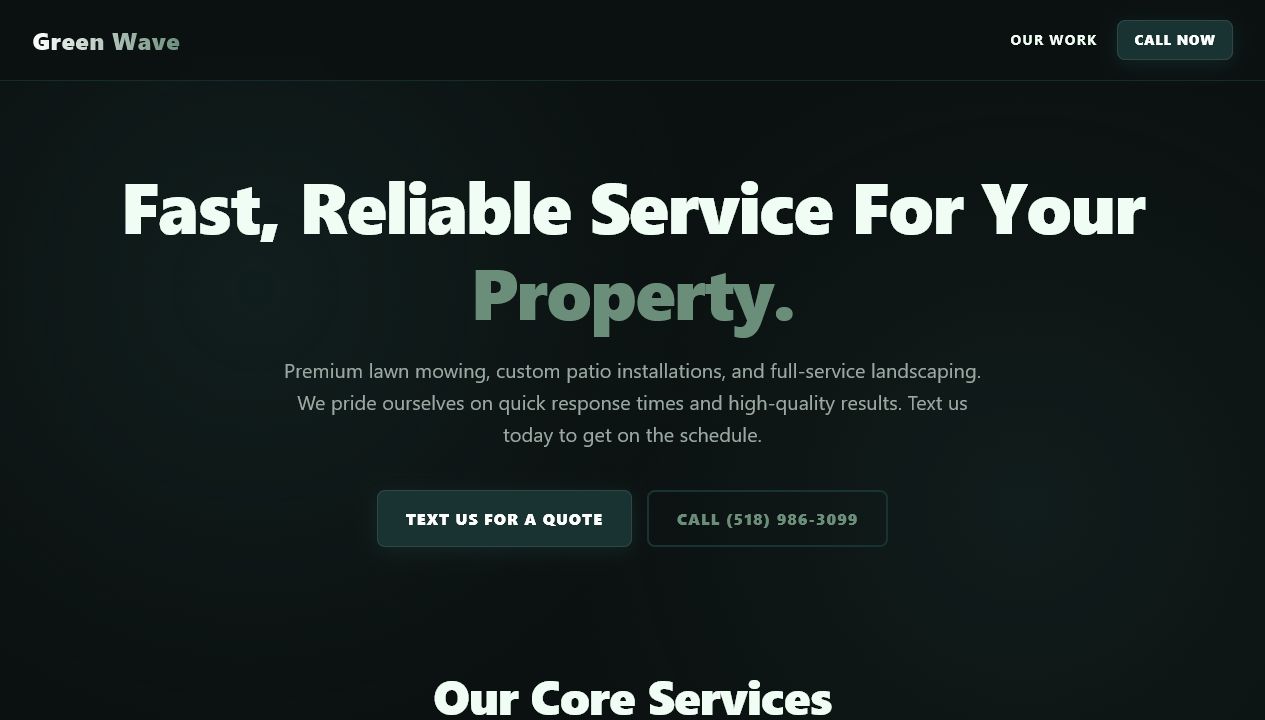Green Wave Landscaping website preview