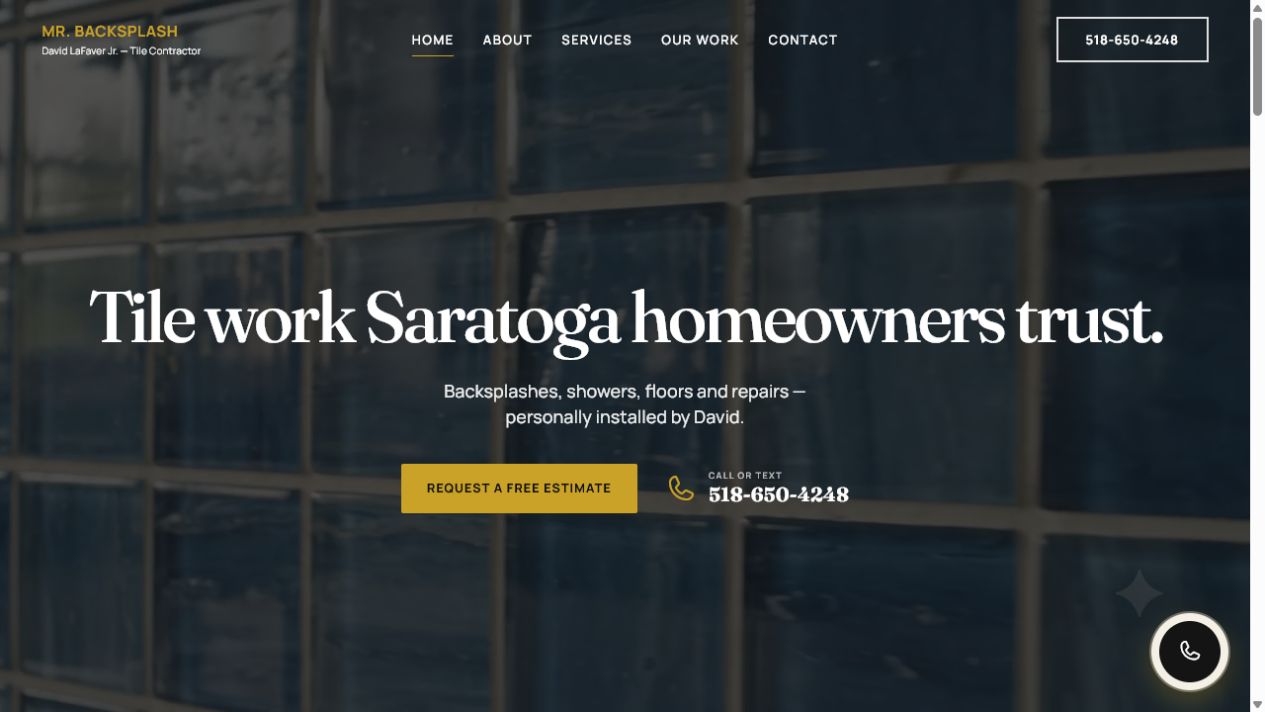 Mr. Backsplash website homepage