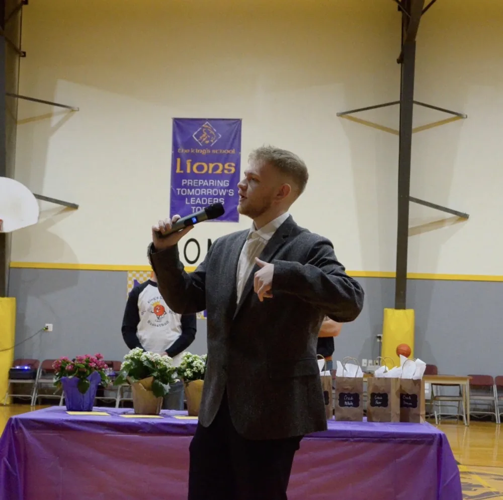 Nick Blanchard speaking at a community event